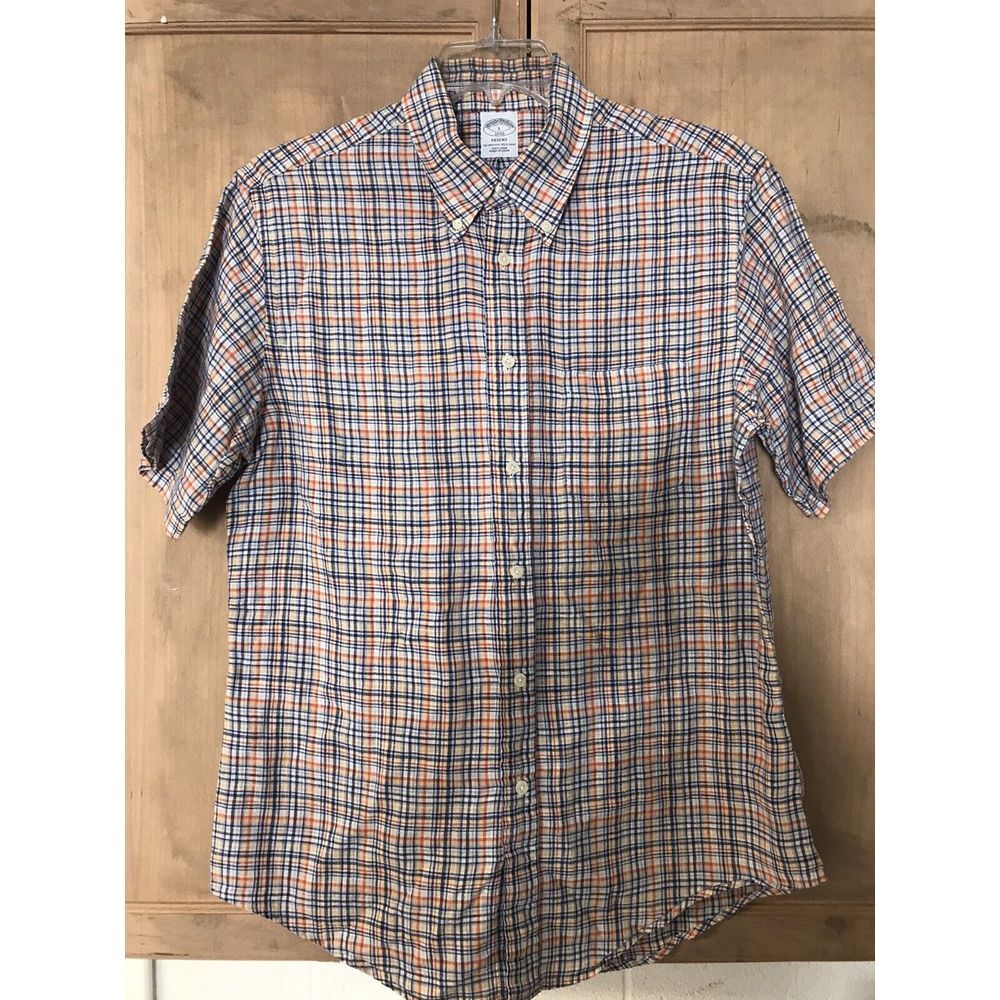 Brooks Brothers Regent Fit Polo Shirt‎ Mens Size Large Gingham Short Sleeves
